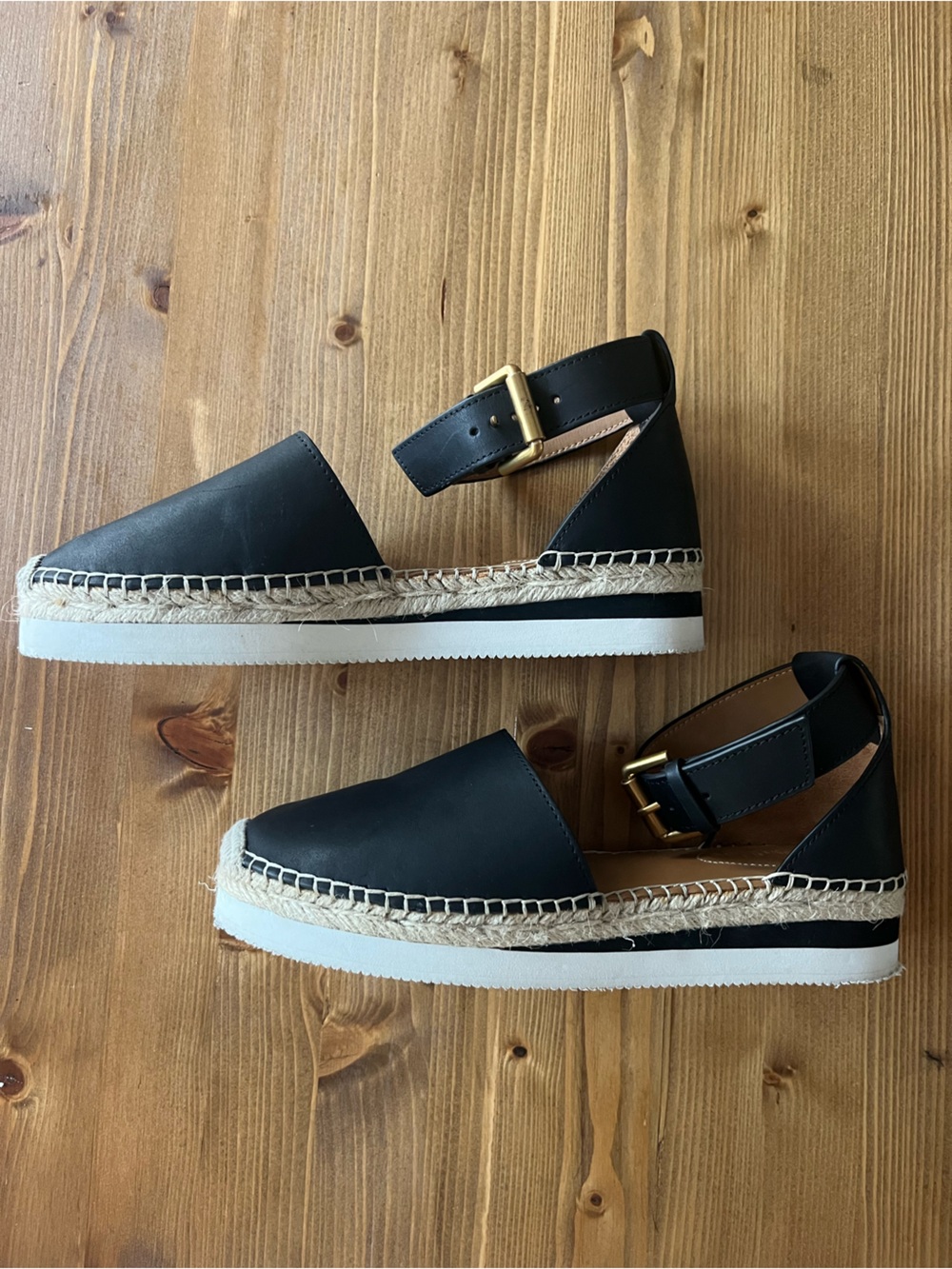 See by Chloe Black Espadrille Ankle-Strap Flats - Women - Picture 5 of 6